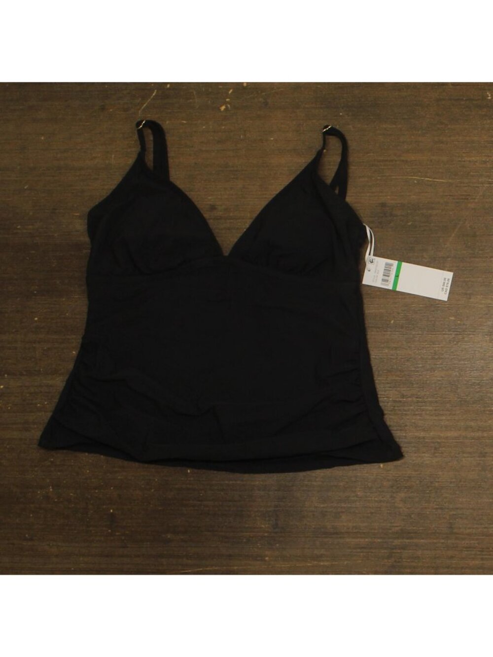 NWT Cece Womens La Vie a La Mer Plunge Neck Tankini Top Swim 25CC15319T Black L
